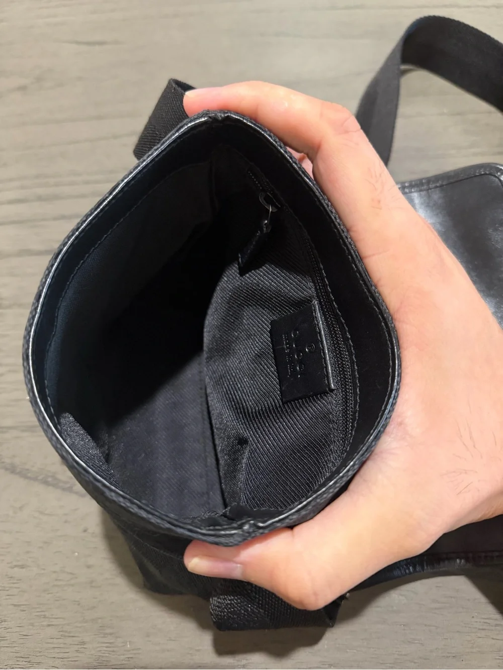 Gucci Black GG Monogram with Web Strap Belt Bag